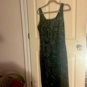 Velvet Midi strapless Peacock pattern dress